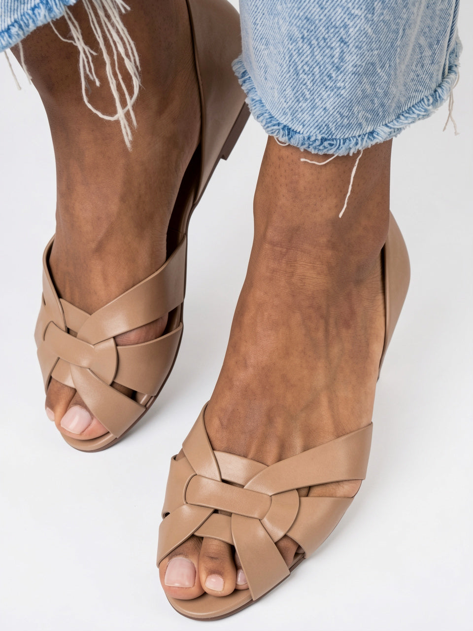 Ballerines d'Orsay Sandales Cuir Tressées Femme Été Décontractées - 12