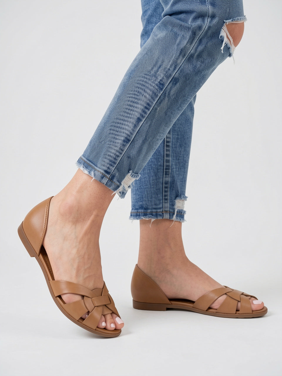 Ballerines d'Orsay Sandales Cuir Tressées Femme Été Décontractées - 5