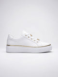 Baskets Basses Femme Plateforme Chaîne Bord Métallisé Lacets - Blanc EU 36 / US 5 / UK 3.5