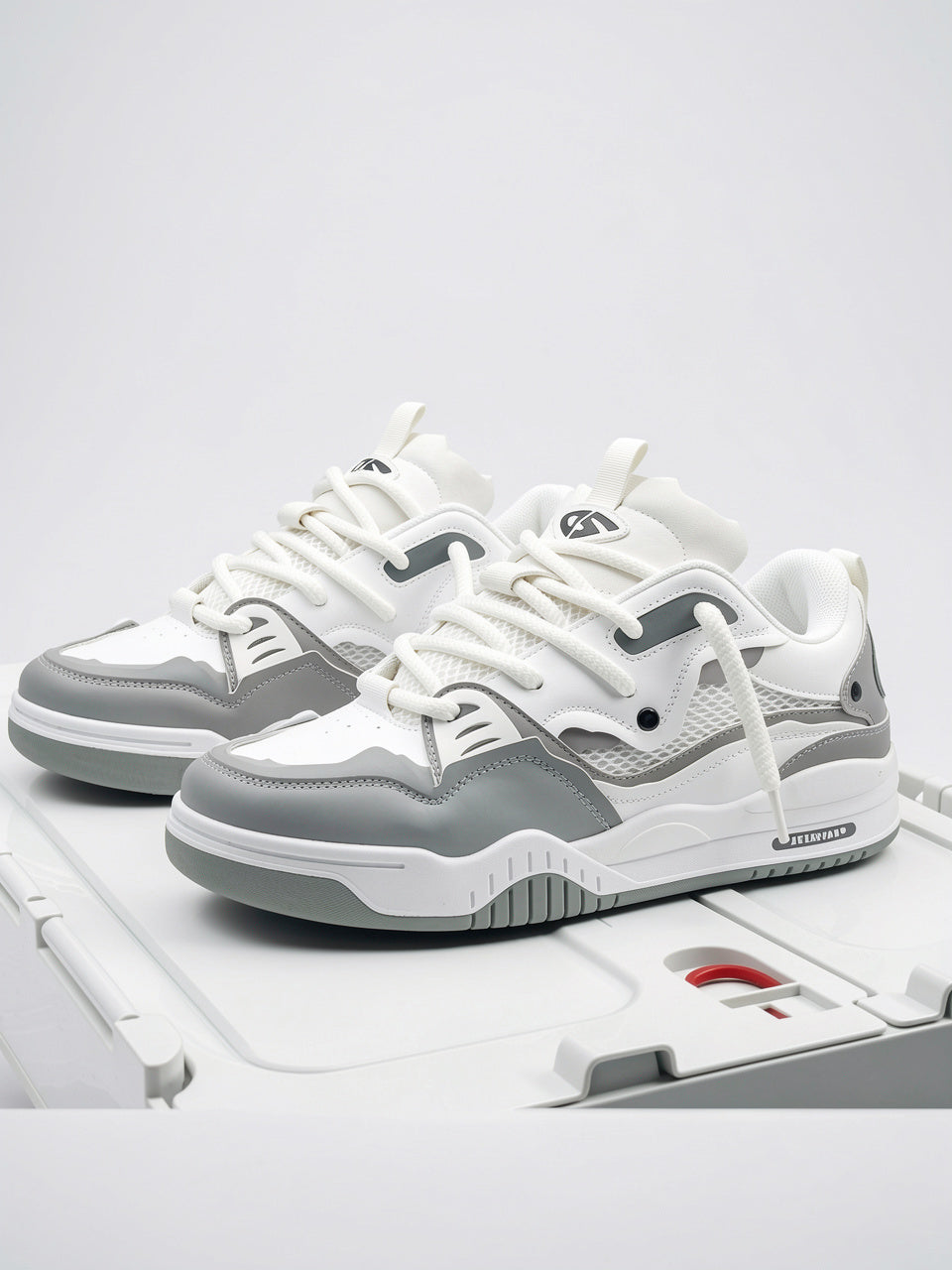 Baskets Basses Homme Lacées Semelle Épaisse Synthétique Quotidien - Gris EU 38 / US 7 / UK 5.5