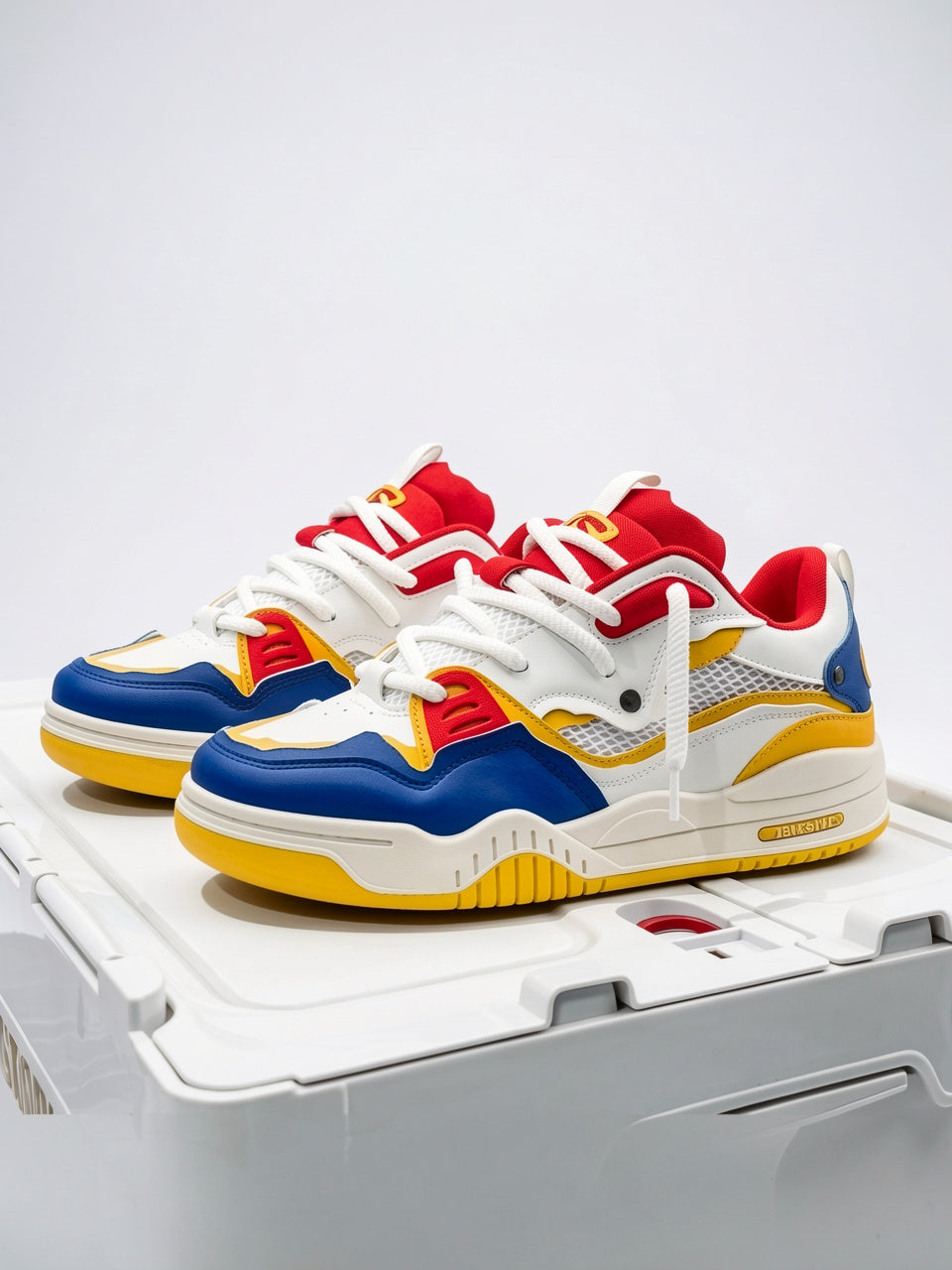 Baskets Basses Homme Lacées Semelle Épaisse Synthétique Quotidien - Jaune EU 38 / US 7 / UK 5.5