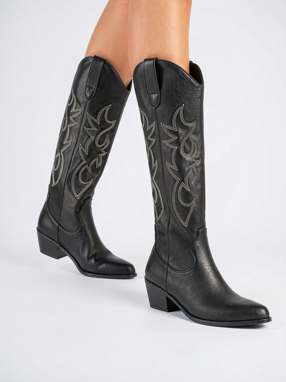 Bottes Cowboy Brodées Genou Femme Western Talon - 2
