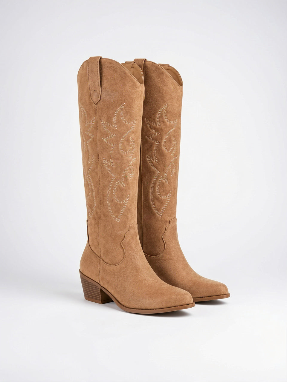 Bottes Cowboy Brodées Genou Femme Western Talon - Marron EU 34 / US 3 / UK 1.5