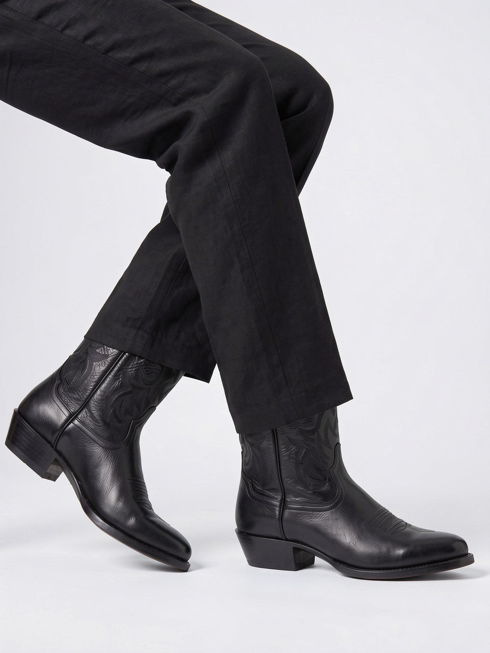Bottes Cowboy Homme Brodé en Cuir Western Pointu - 5