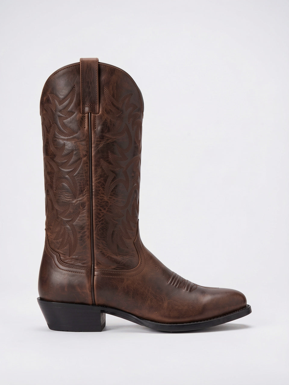 Bottes Cowboy Homme Brodé en Cuir Western Pointu - Marron EU 38 / US 6 / UK 5.5