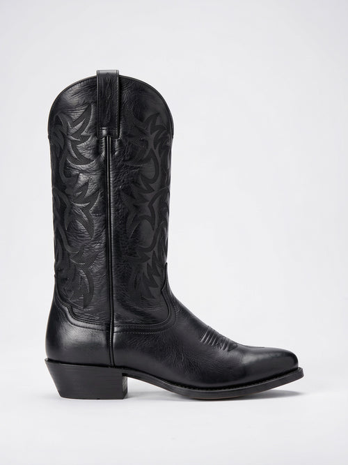 Bottes Cowboy Homme Brodé en Cuir Western Pointu - Noir EU 38 / US 6 / UK 5.5