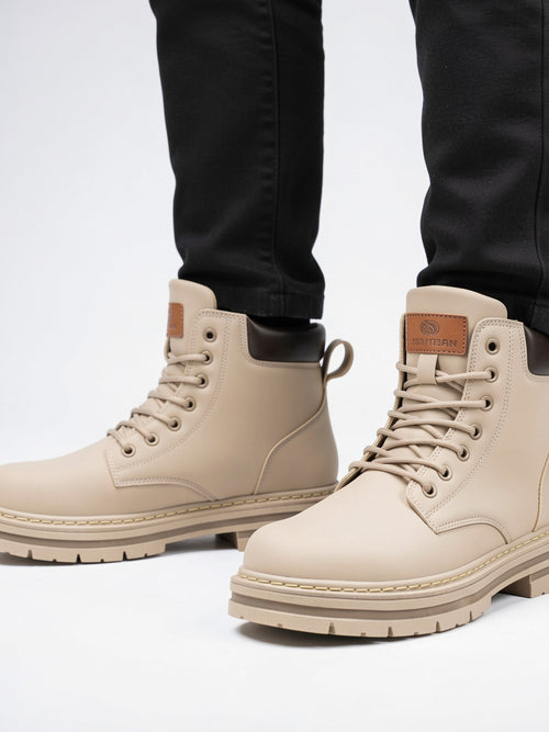 Bottes Lacées Cheville Homme Cuir Végan Chunky - Gris EU 38 / US 7 / UK 6