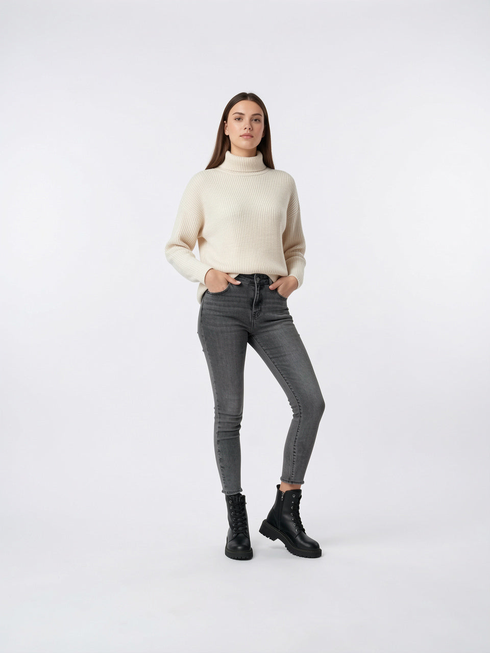 Bottes Lacées Cuir Végan Femme Éclair Latéral - 3