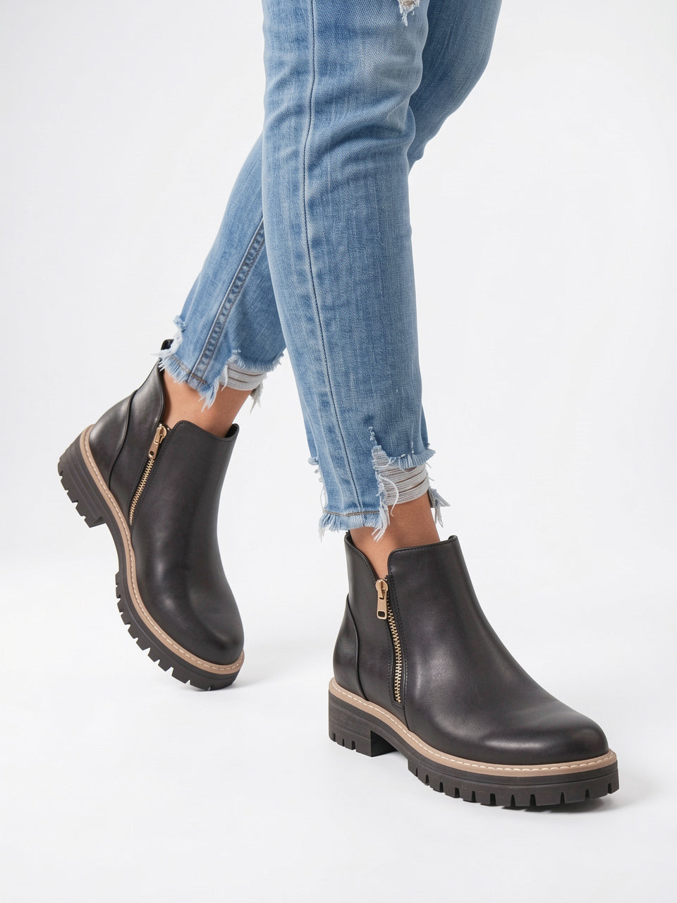 Bottines Chelsea Femme Cuir Plateforme Zip Hiver Étanches - 3