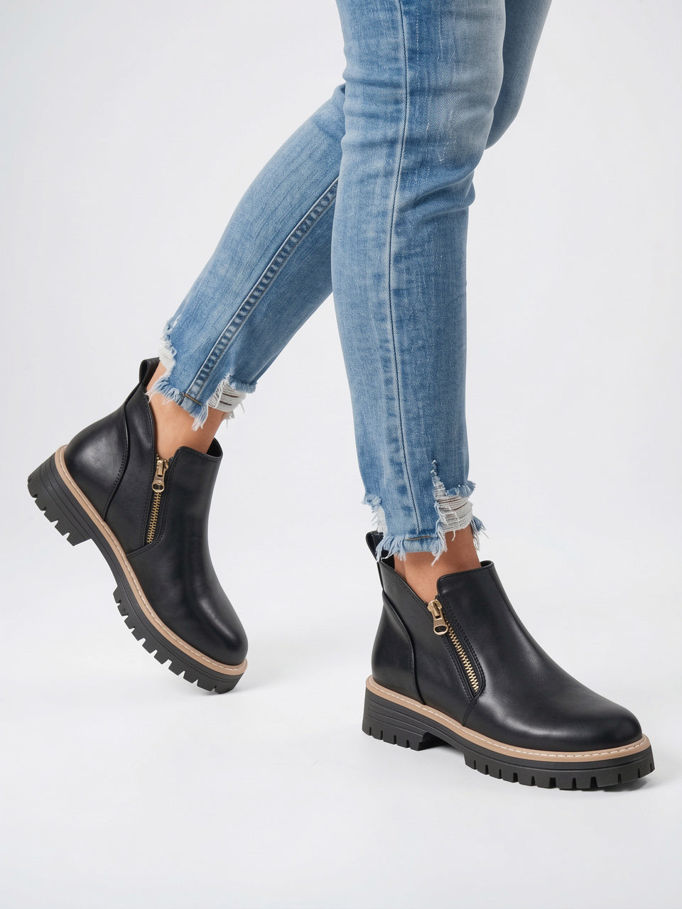 Bottines Chelsea Femme Cuir Plateforme Zip Hiver Étanches - 5