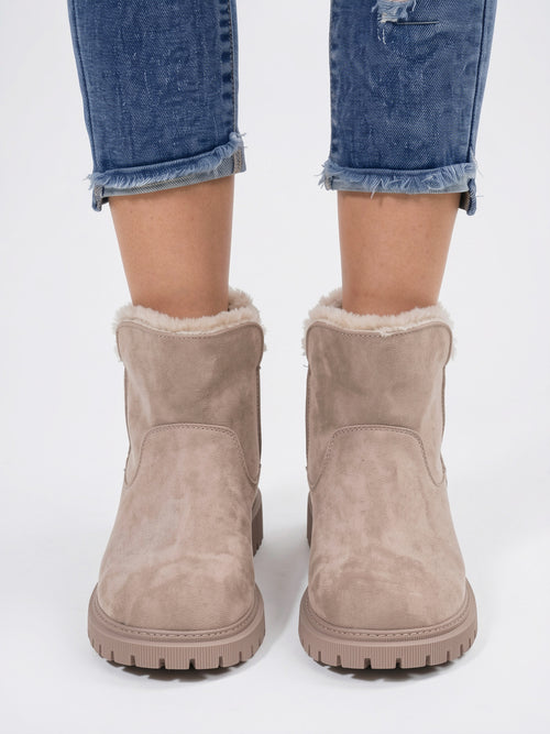 Bottines Chelsea Fourrure Étanches Plateforme Femme Neige Daim - 2