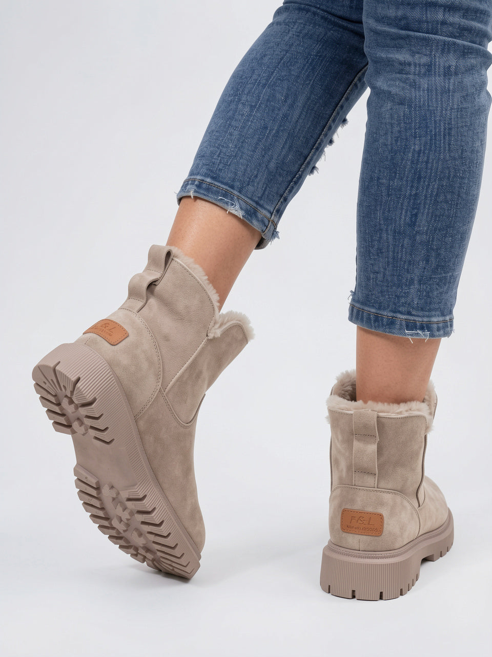 Bottines Chelsea Fourrure Étanches Plateforme Femme Neige Daim - 3