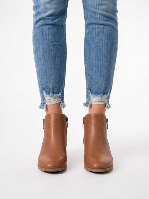 Bottines Cheville Cuir Femme Éclair Latéral Talon Kitten - 2