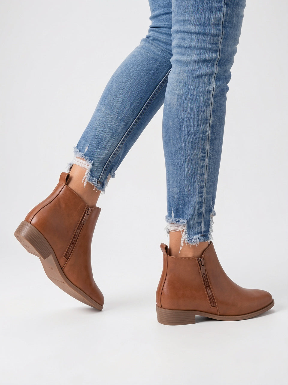 Bottines Cheville Cuir Femme Éclair Latéral Talon Kitten - 3