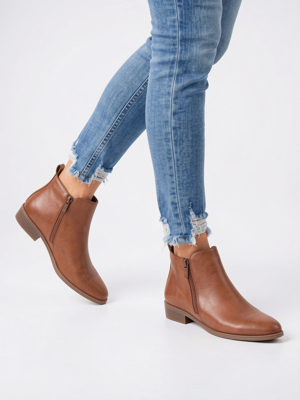 Bottines Cheville Cuir Femme Éclair Latéral Talon Kitten - 5