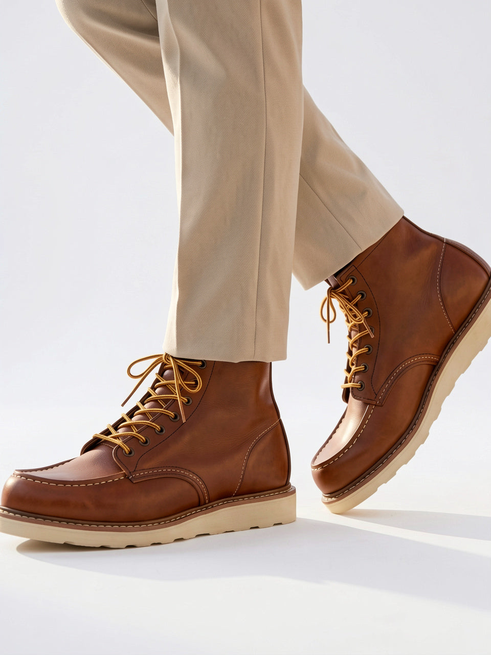 Bottines Homme à Lacets Mocassin Bout Cuir Végan - 2