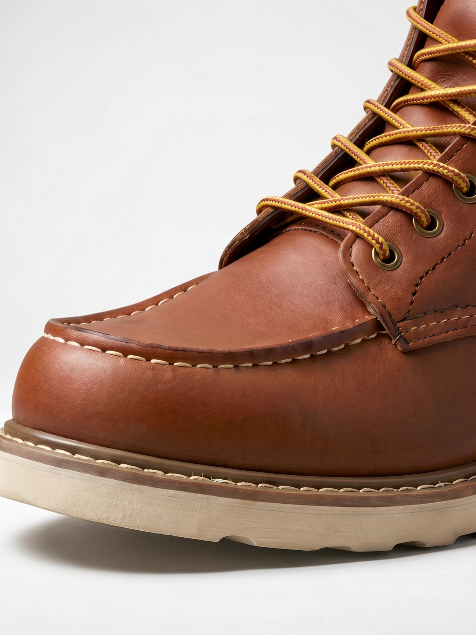 Bottines Homme à Lacets Mocassin Bout Cuir Végan - 4