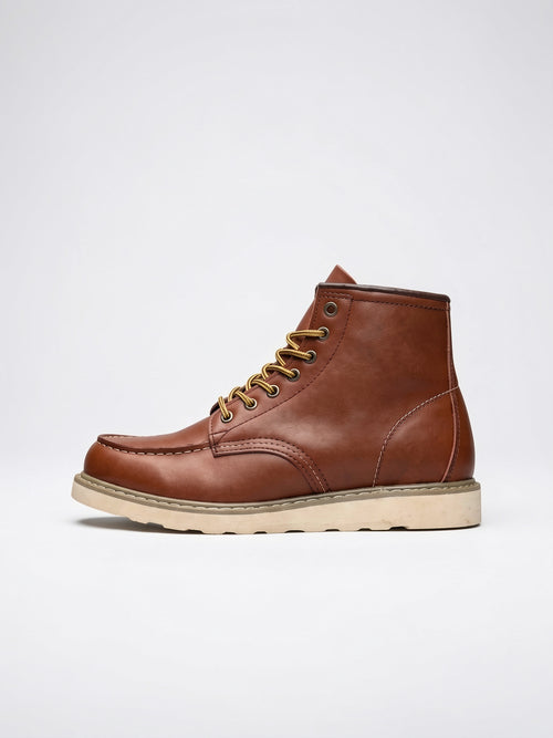 Bottines Homme à Lacets Mocassin Bout Cuir Végan - Kaki EU 39 / US 7 / UK 6