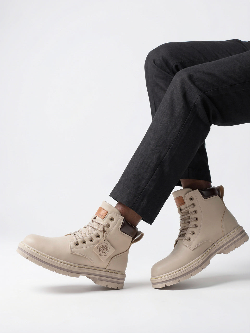 Bottines Homme Cuir Végan Semelle Épaisse à Lacets - 5