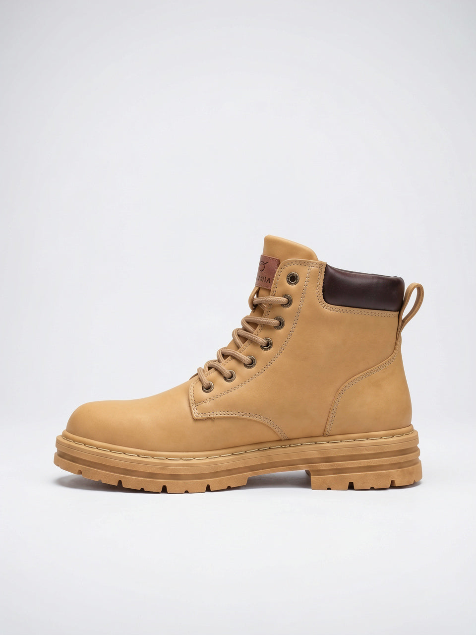 Bottines Homme Cuir Végan Semelle Épaisse à Lacets - Kaki EU 39 / US 7 / UK 6