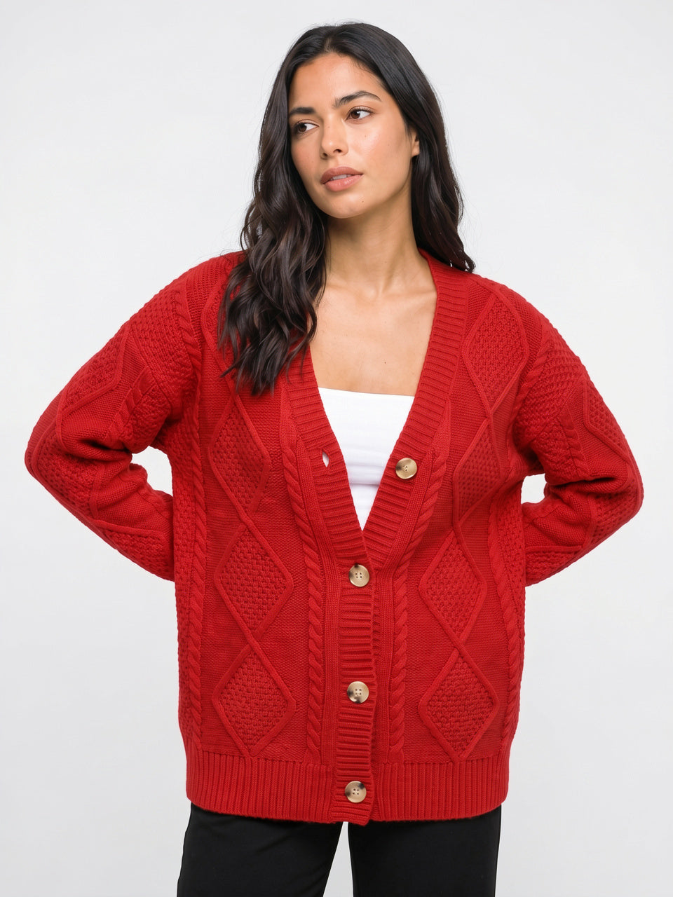 Cardigan Cachemire Femme Col V Boutonné - 10