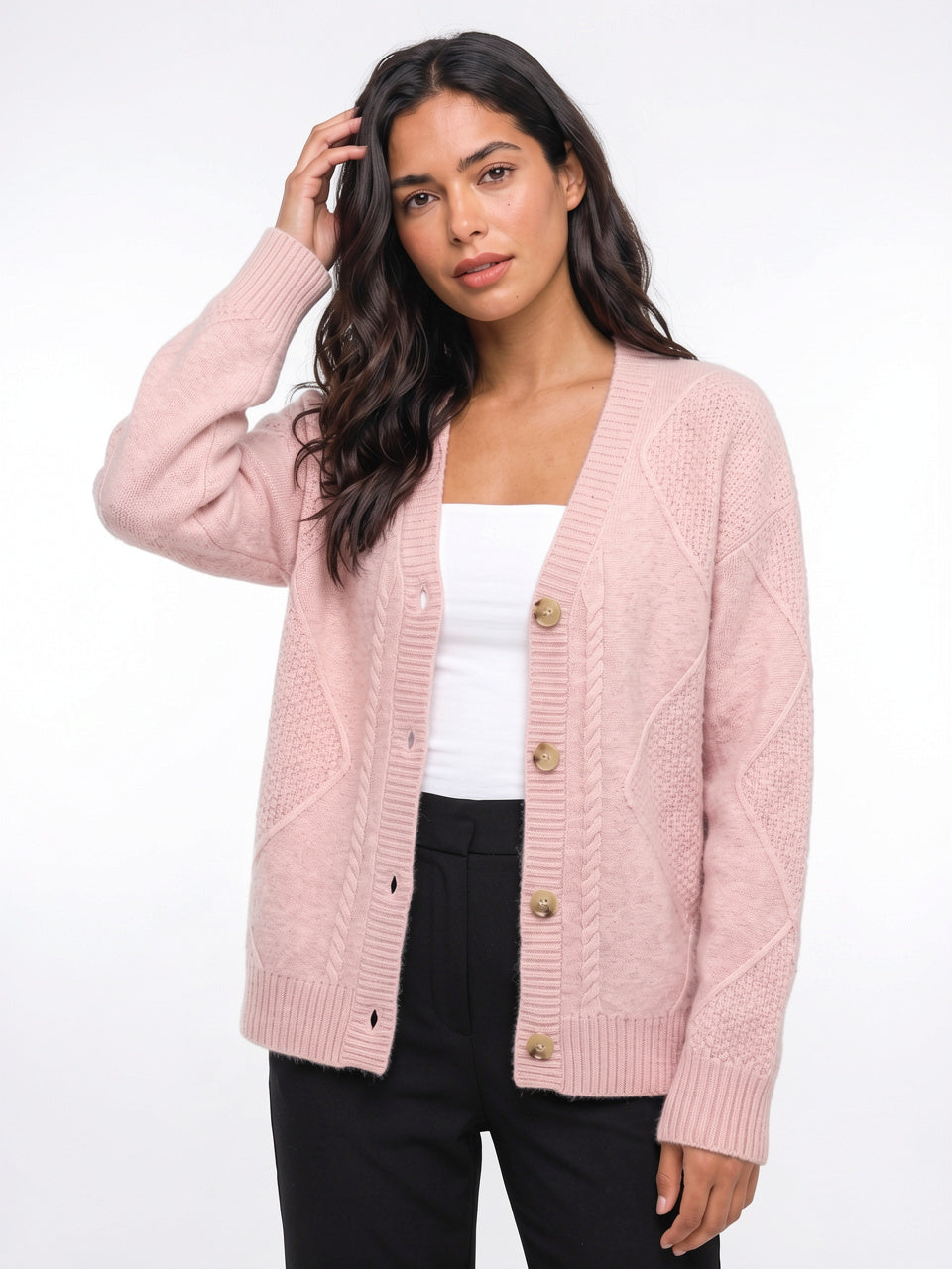 Cardigan Cachemire Femme Col V Boutonné - 11