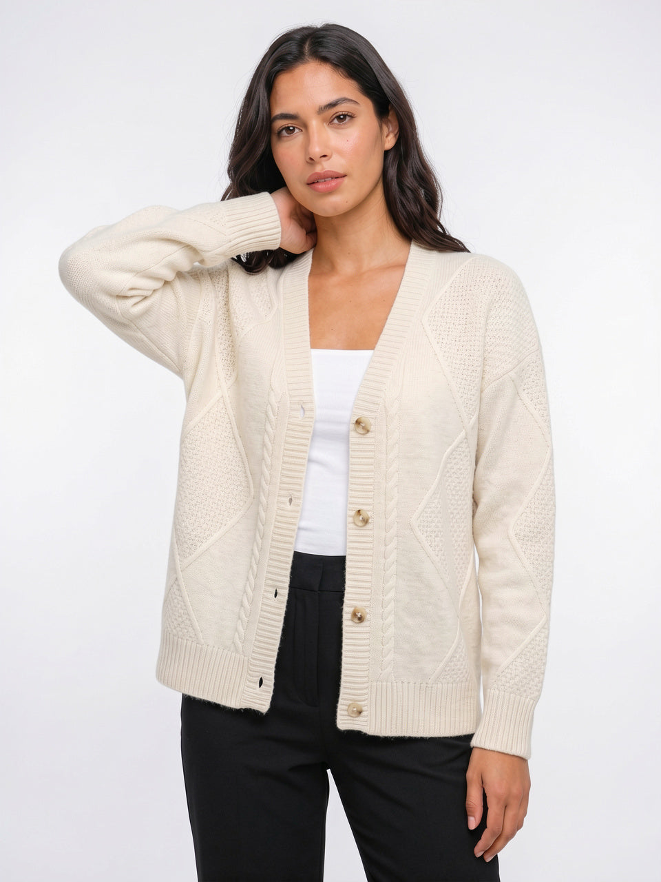 Cardigan Cachemire Femme Col V Boutonné - 2