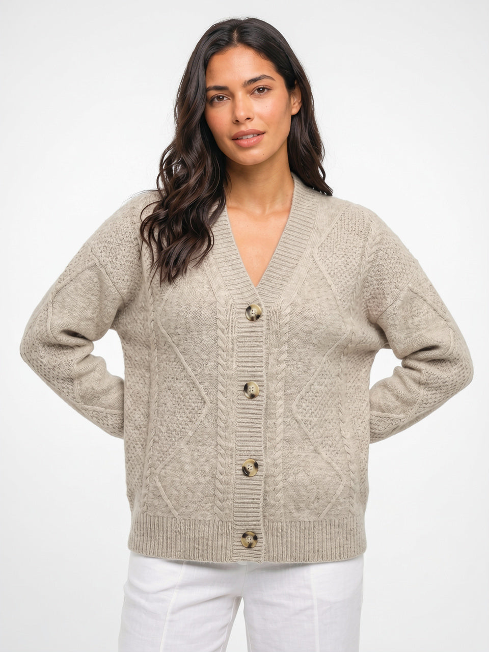 Cardigan Cachemire Femme Col V Boutonné - 7