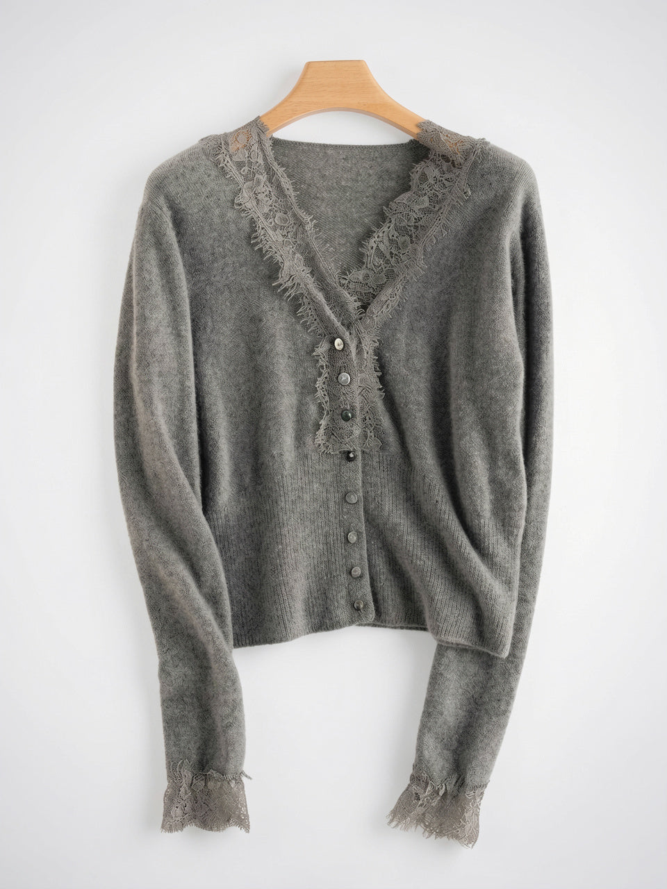 Cardigan Dentelle Cachemire Col V Femme - 43