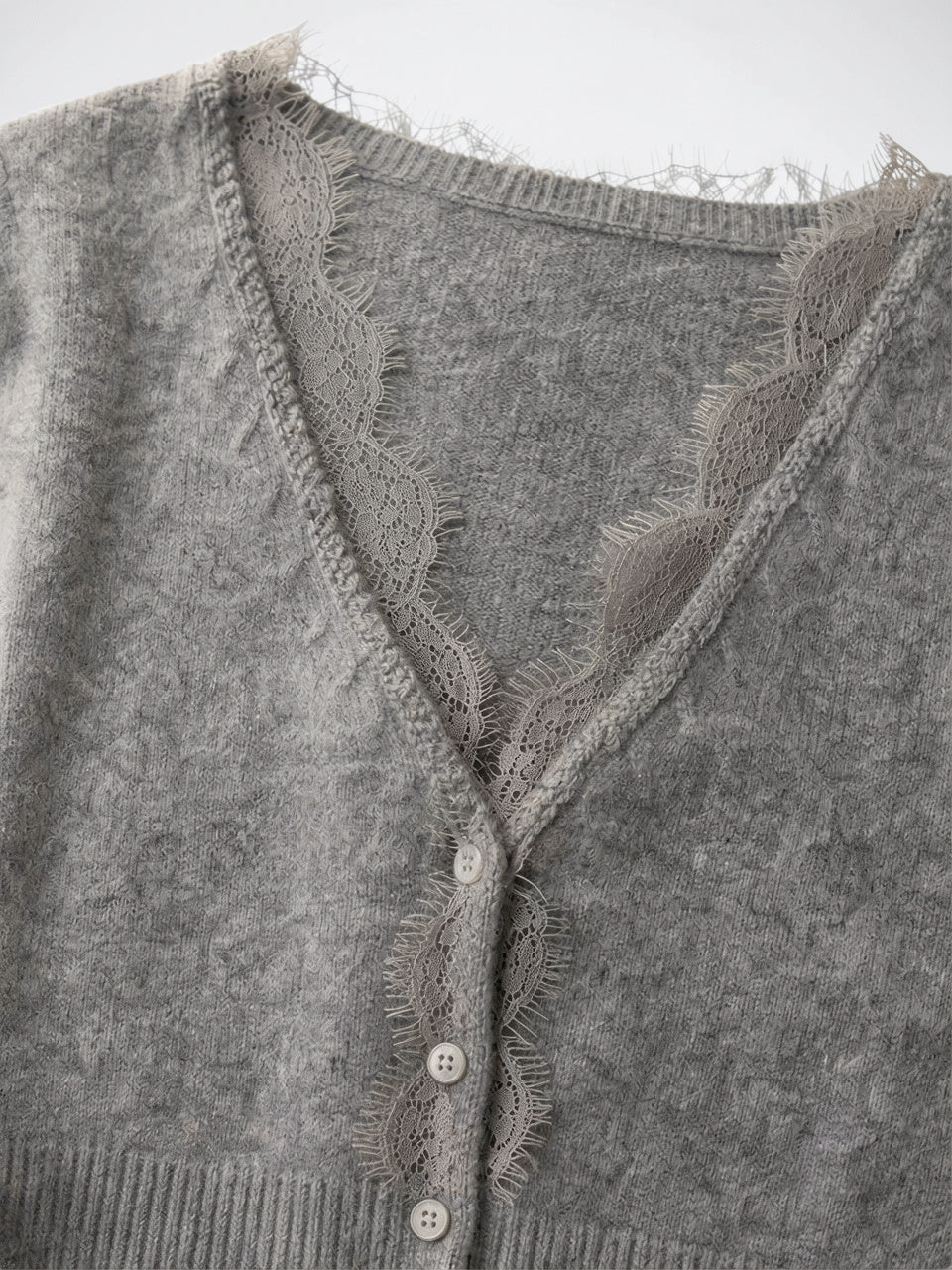 Cardigan Dentelle Cachemire Col V Femme - 6