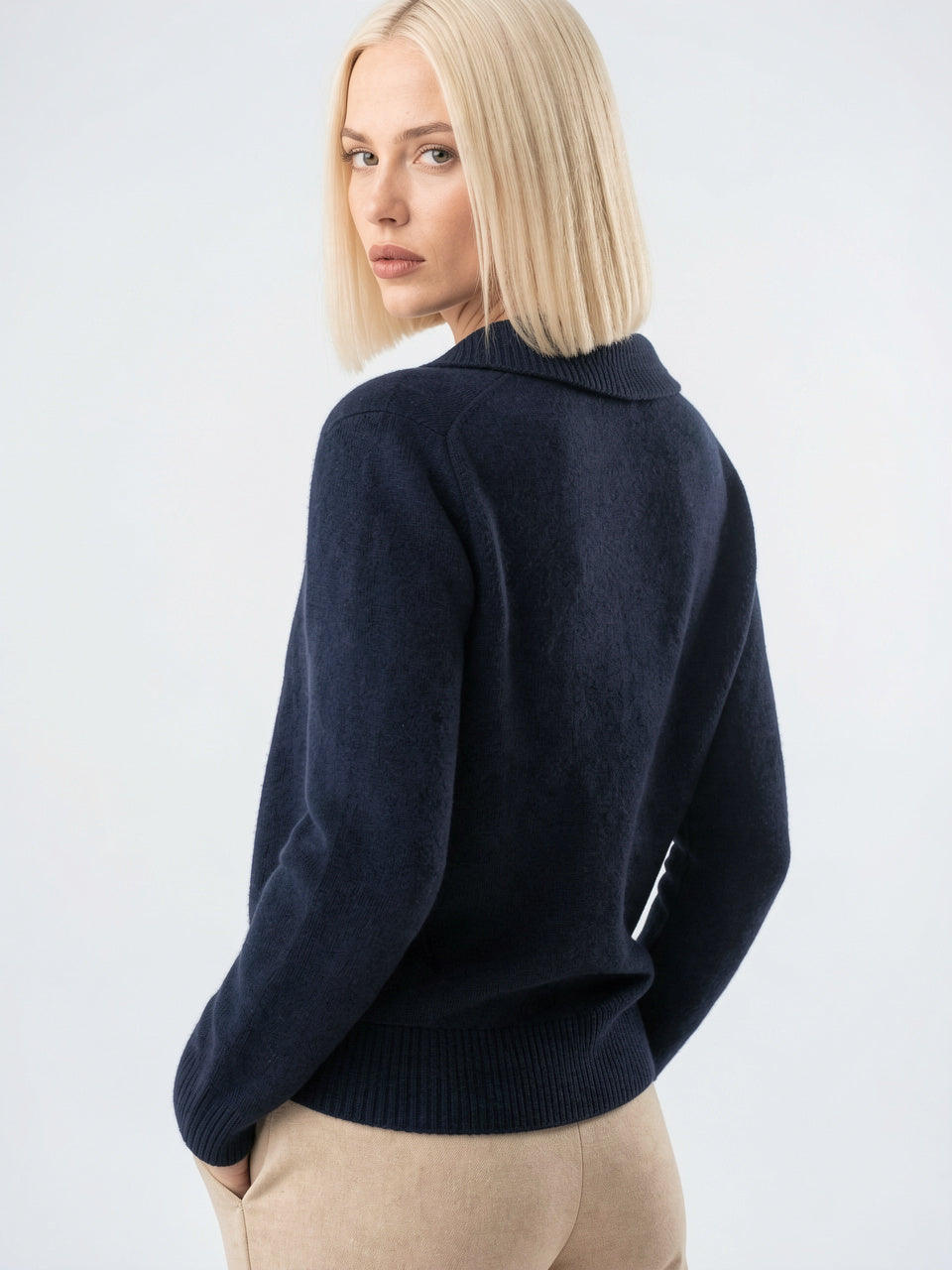 Cardigan en Cachemire Gilet Col Montant Pull Femme - 15