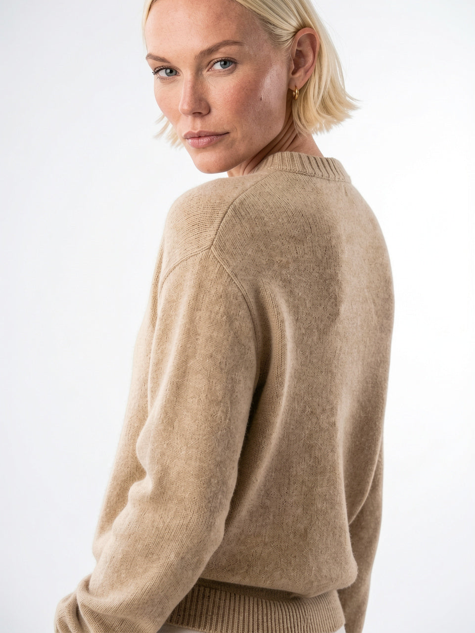 Cardigan en Cachemire Gilet Col Montant Pull Femme - 7