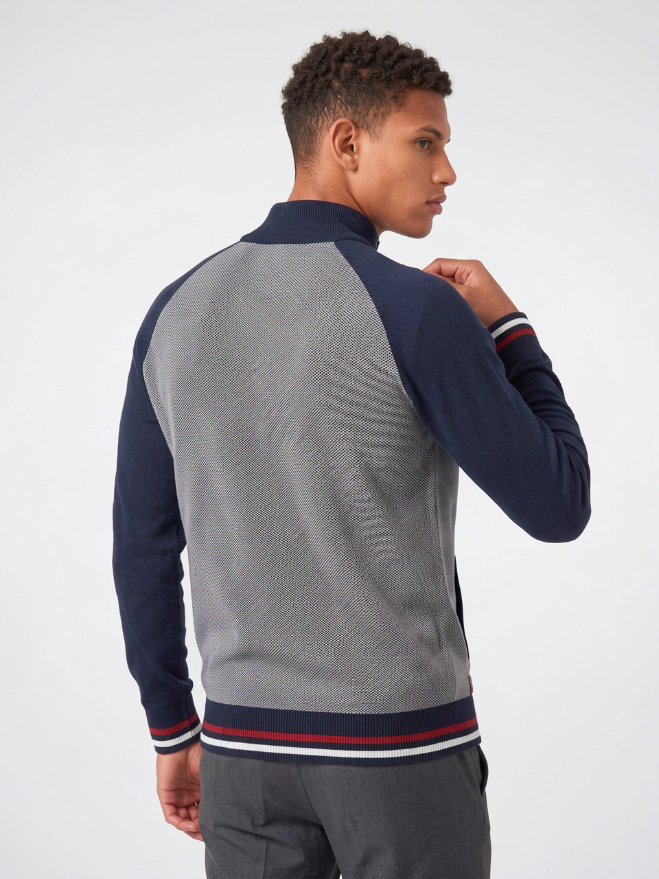 Cardigan en Coton Zippé Homme Col Montant Maille - 4