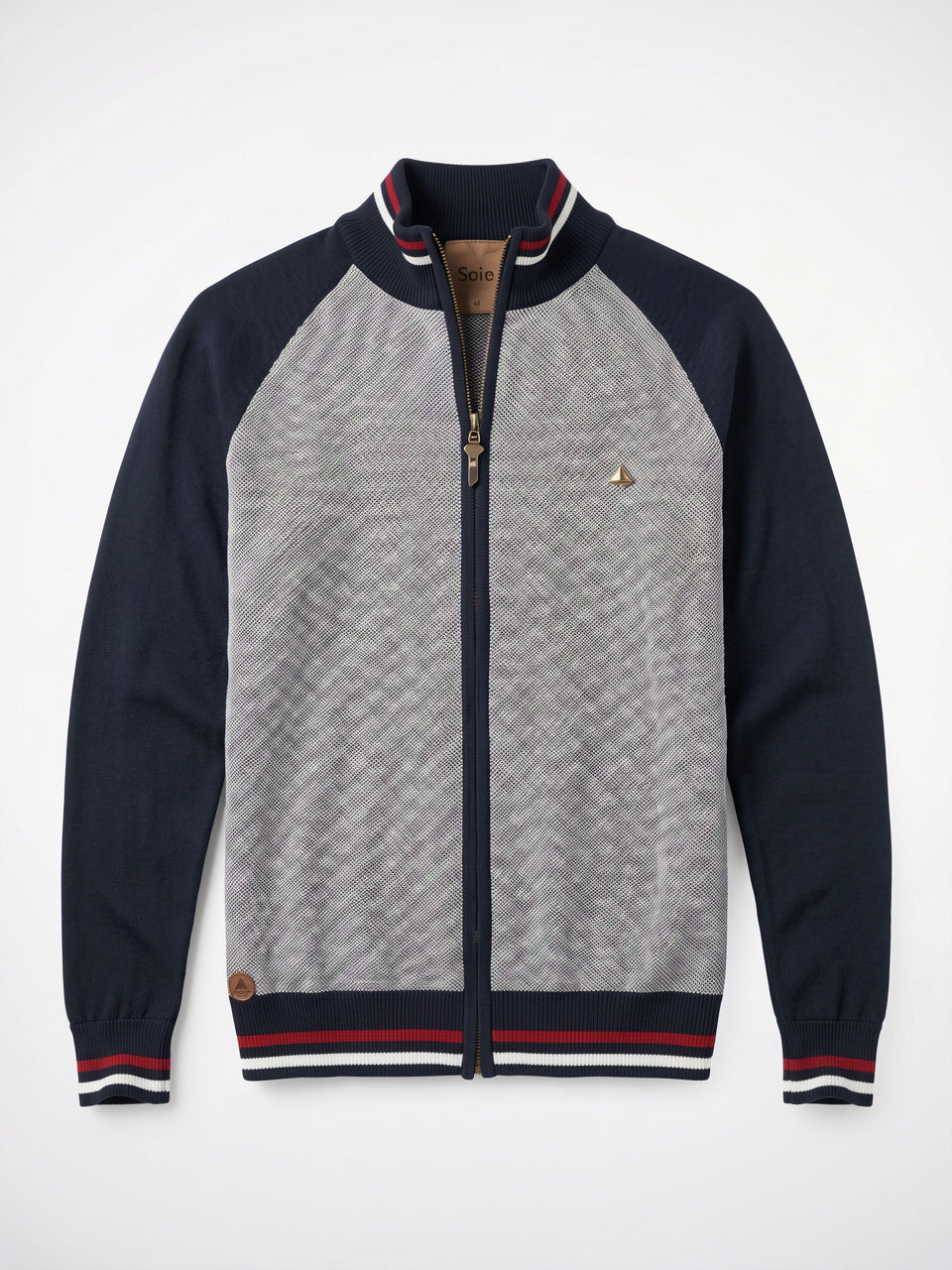 Cardigan en Coton Zippé Homme Col Montant Maille - 5
