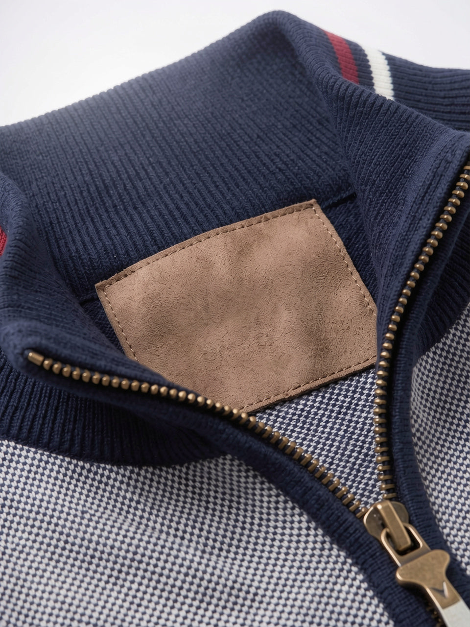Cardigan en Coton Zippé Homme Col Montant Maille - 6