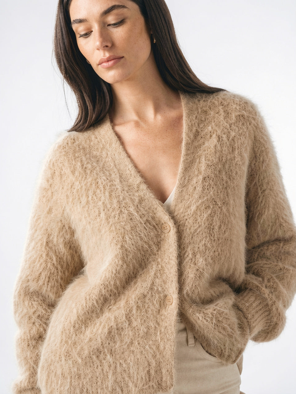 Cardigan Gilet Femme Col V Boutonné Oversize - 18