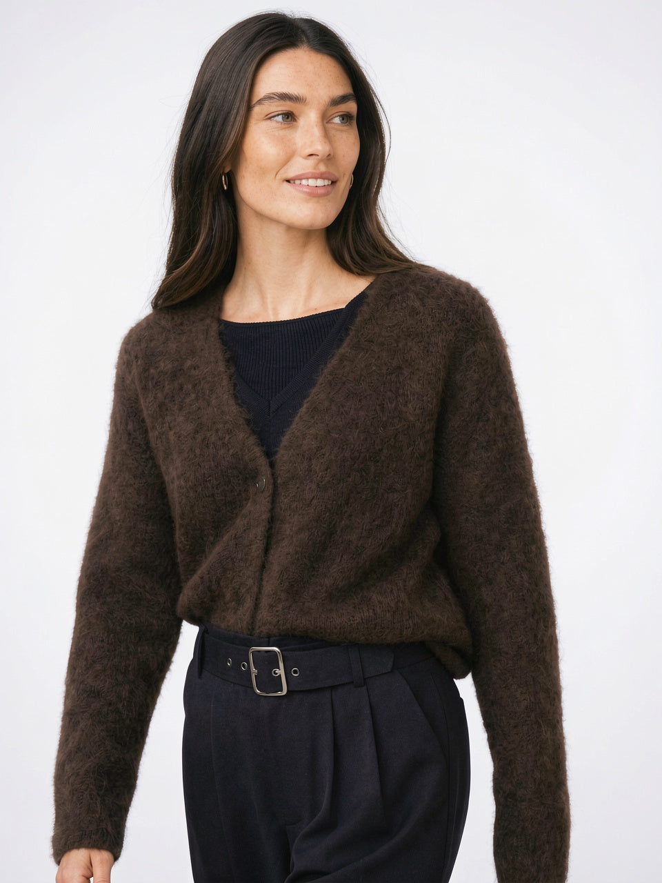 Cardigan Gilet Femme Col V Boutonné Oversize - 20