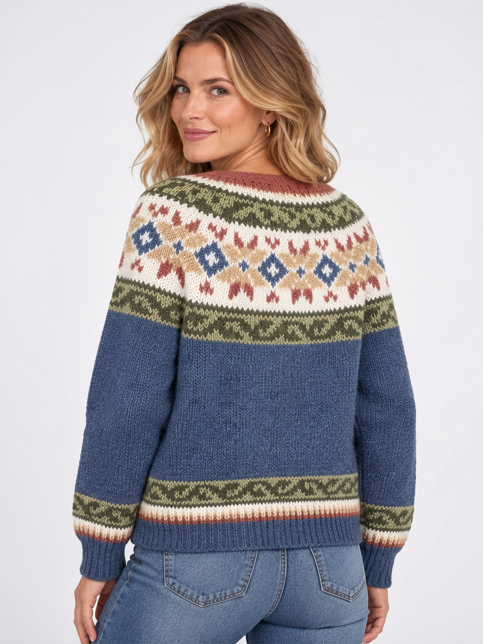 Cardigan Imprimé Boutons Col V Femme Tricot - 2