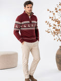 Col Montant Tricot Laine Hiver Homme Pull - Rouge S