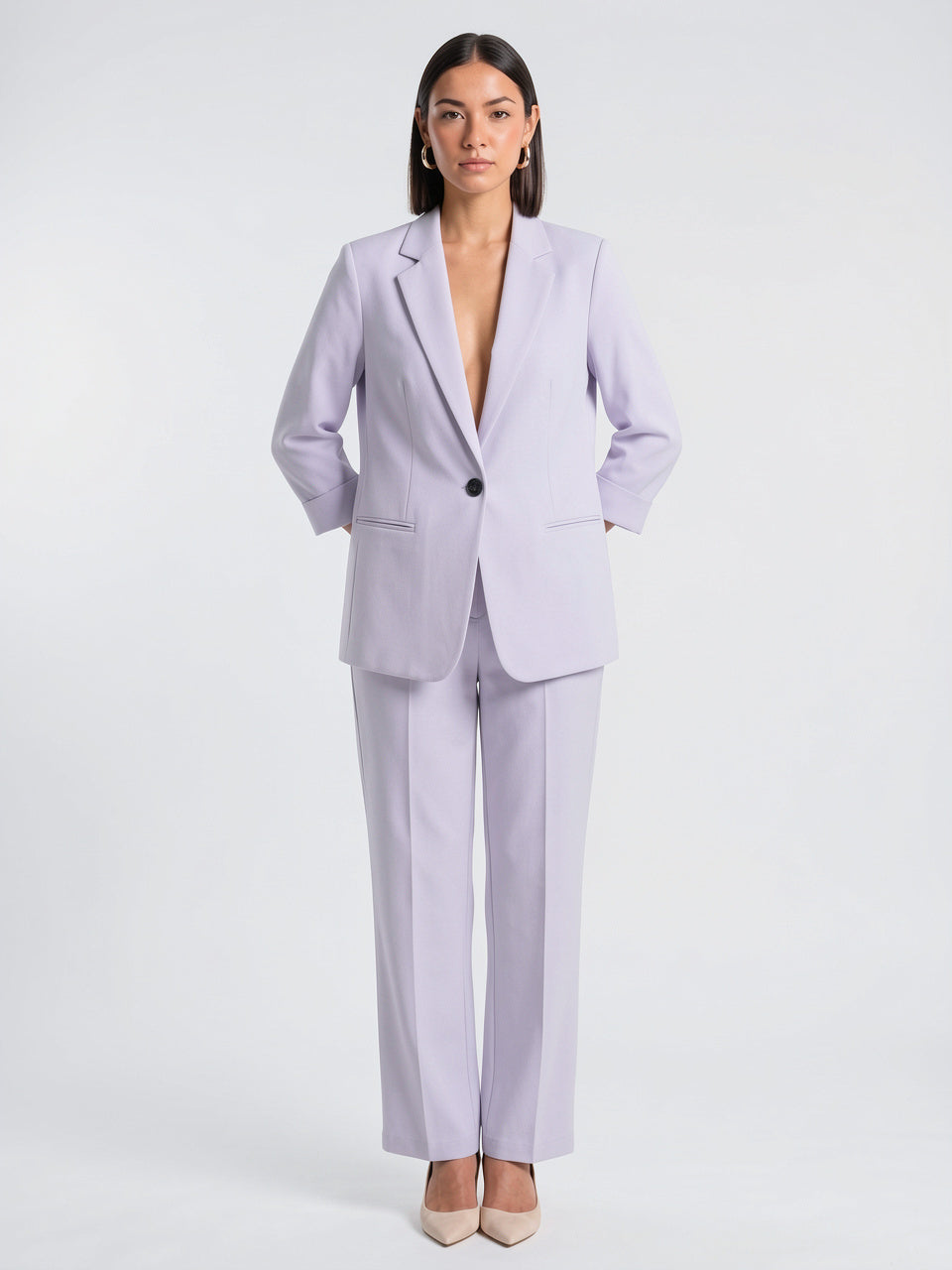 Costume 2 Pièces Femme Blazer Pantalon Tailleur Bureau - Violet EU 36 / US 4 / UK 8