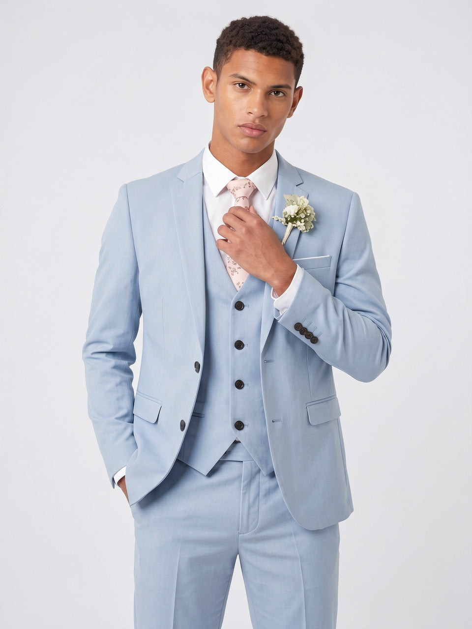 Costume 3 Pièces Homme Slim Mariage Gilet - 2