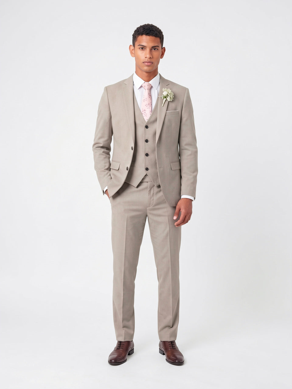 Costume 3 Pièces Homme Slim Mariage Gilet - Champagne M