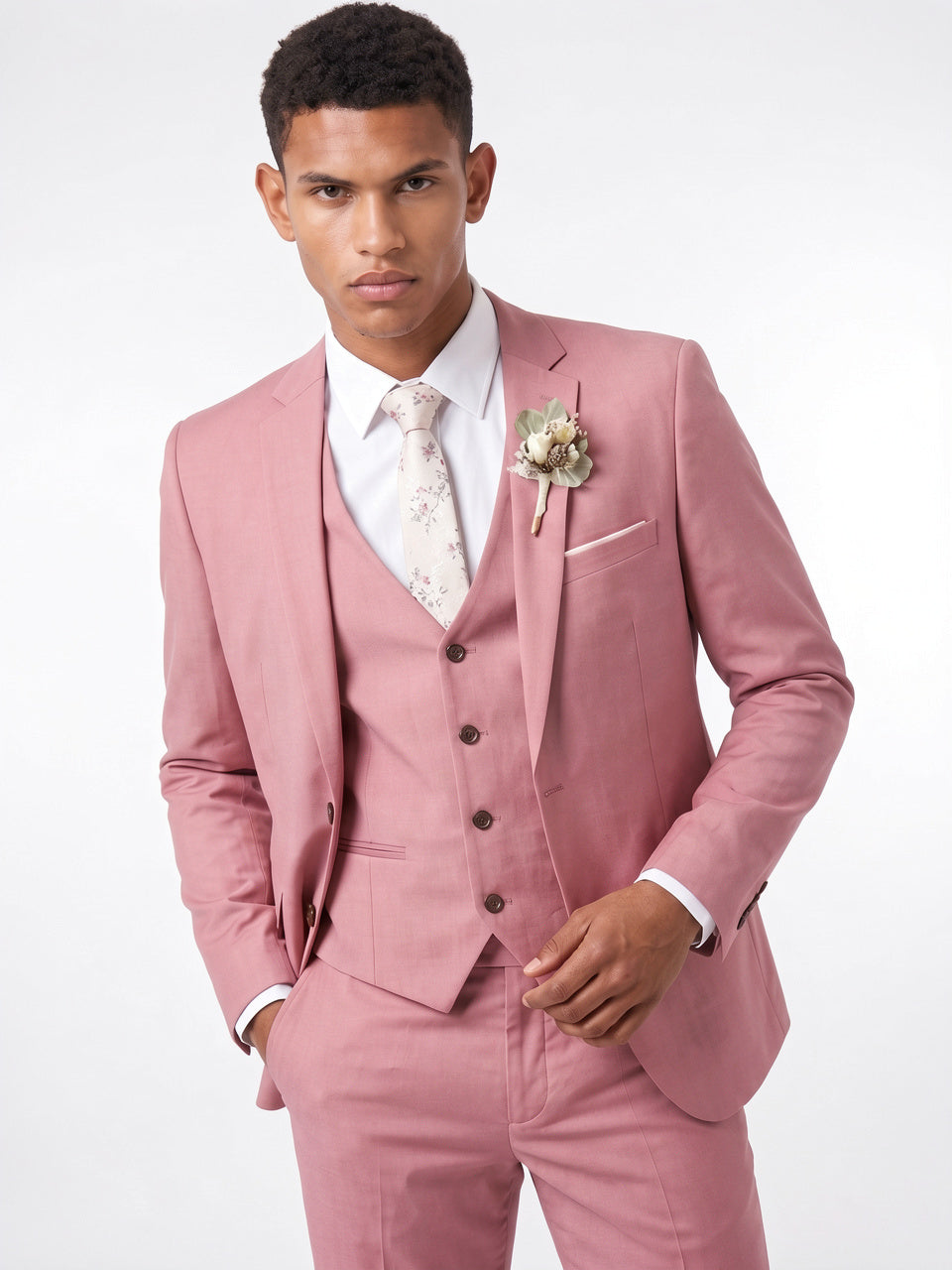 Costume en Lin 3 Pièces Homme Gilet Slim - 2