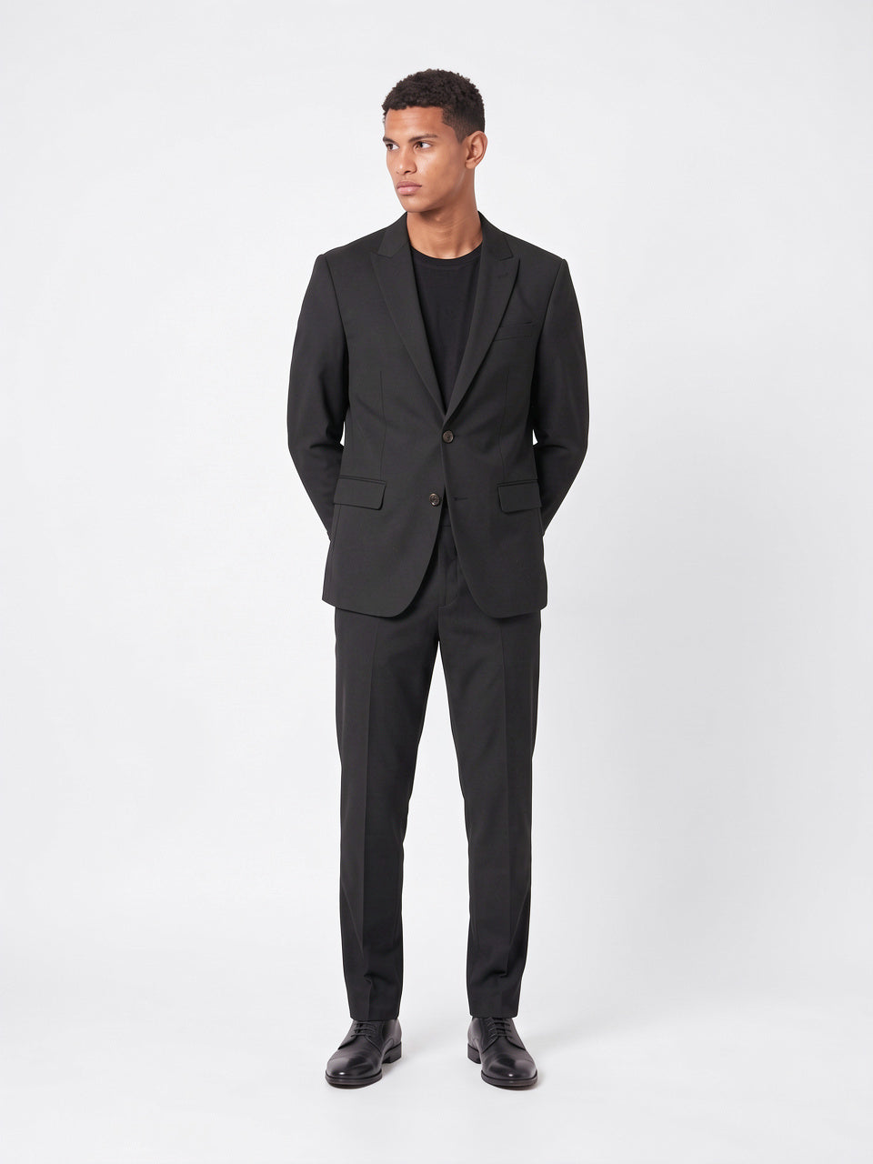Costume Homme 2 Pièces Boutonnage Simple Slim Mariage - Noir XS