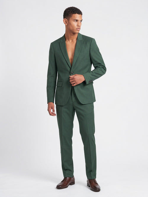 Costume Homme 2 Pièces Boutonnage Simple Slim Mariage - Vert Foncé XS