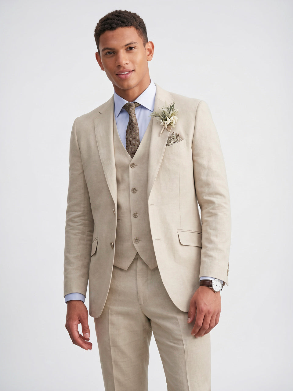 Costume Homme 3 Pièces Ajusté Gilet Cérémonie - 2