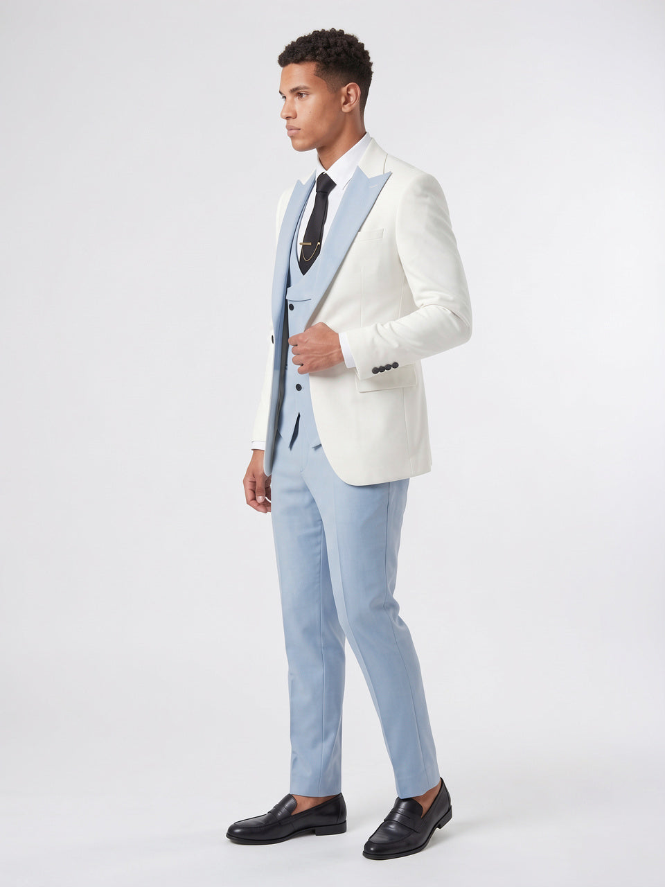 Costume Homme Coupe Ajustée 3 Pièces Gilet Mariage - 4