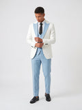 Costume Homme Coupe Ajustée 3 Pièces Gilet Mariage - Bleu Clair XS