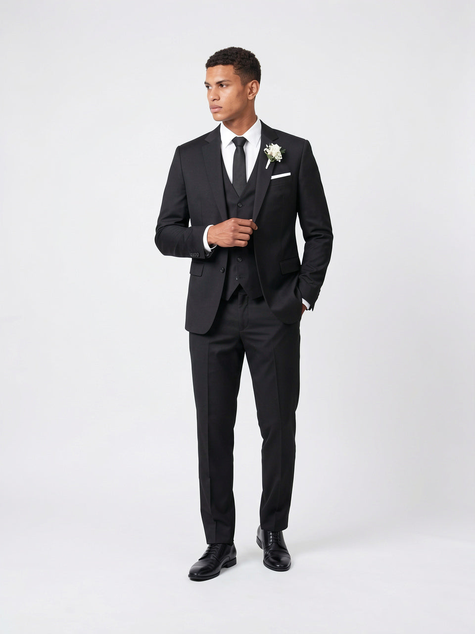 Costume Homme Slim 3 Pièces Gilet Mariage - Noir S