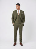 Costume Homme Slim 3 Pièces Gilet Mariage - Vert Kaki S
